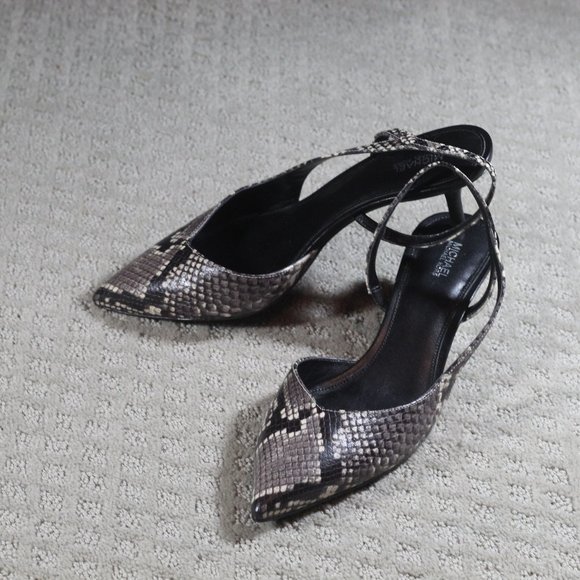 Michael Kors Shoes - Michael Kors Snakeskin Slingback 2.5" Heels - LIKE NEW